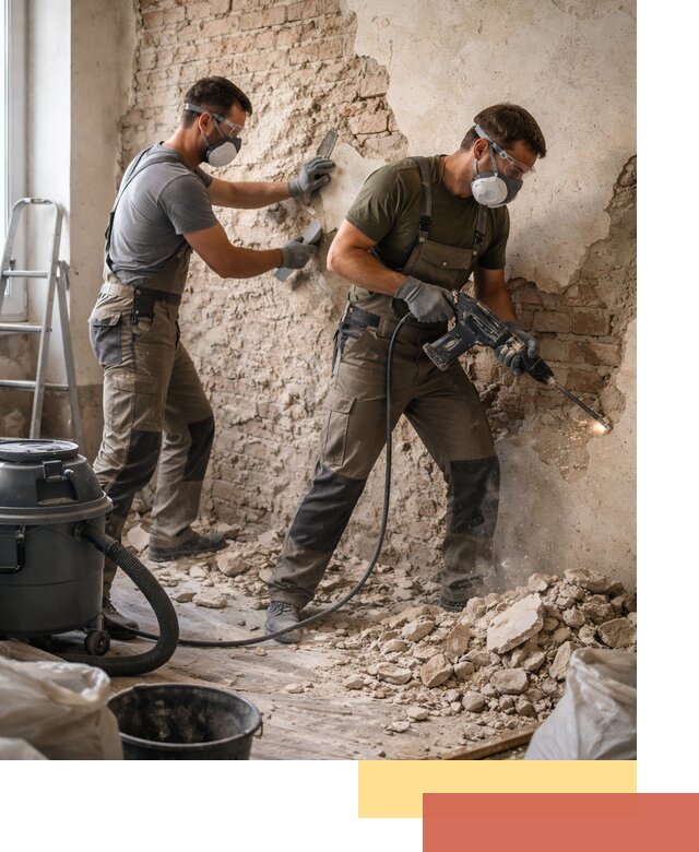 Демонтаж штукатурки со стен в Чебаркуле быстро и аккуратно