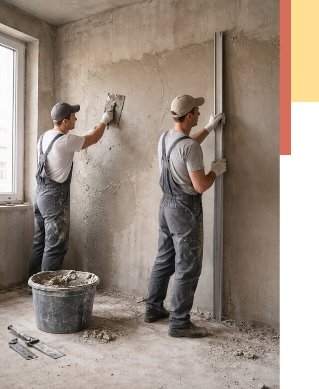 Штукатурка бетонных стен в Чебаркуле от 4832 руб/м² — качественно и быстро | ОТДЕЛОЧНИК-Чбр