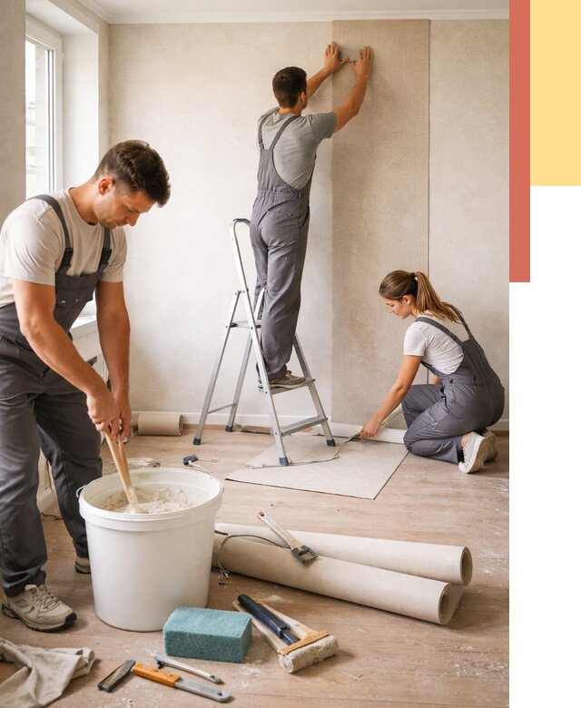 Оклейка стен обоями в Чебаркуле от 3758 руб/м2 — быстро и недорого | ОТДЕЛОЧНИК-Чбр