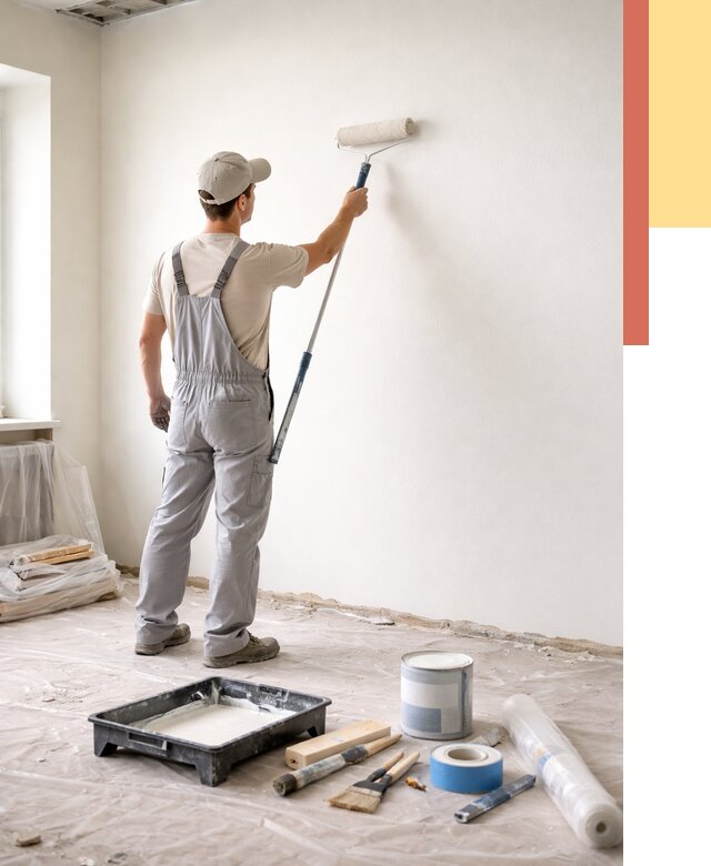 Покраска стен водоэмульсионной краской в Чебаркуле от 483 руб. за м² | ОТДЕЛОЧНИК-Чбр