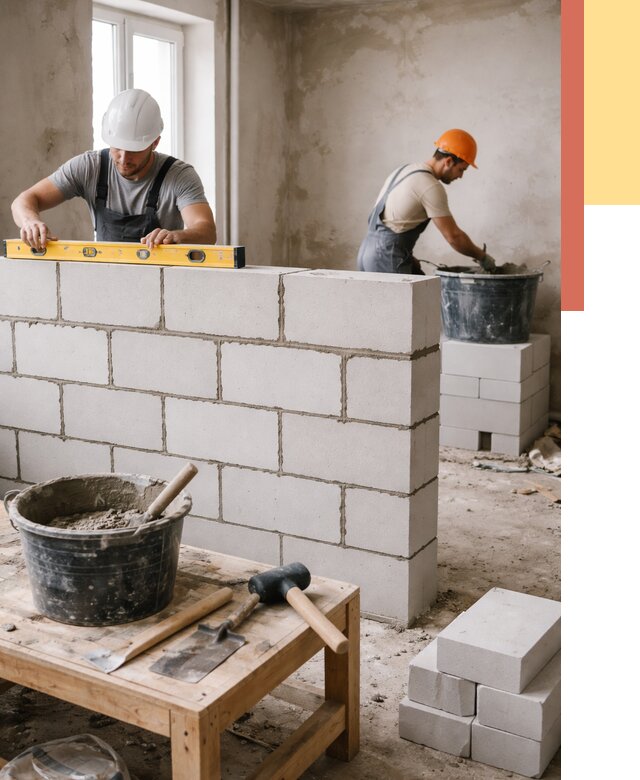 Кладка перегородок из газобетона в Чебаркуле от 3436 руб. под ключ | ОТДЕЛОЧНИК-Чбр