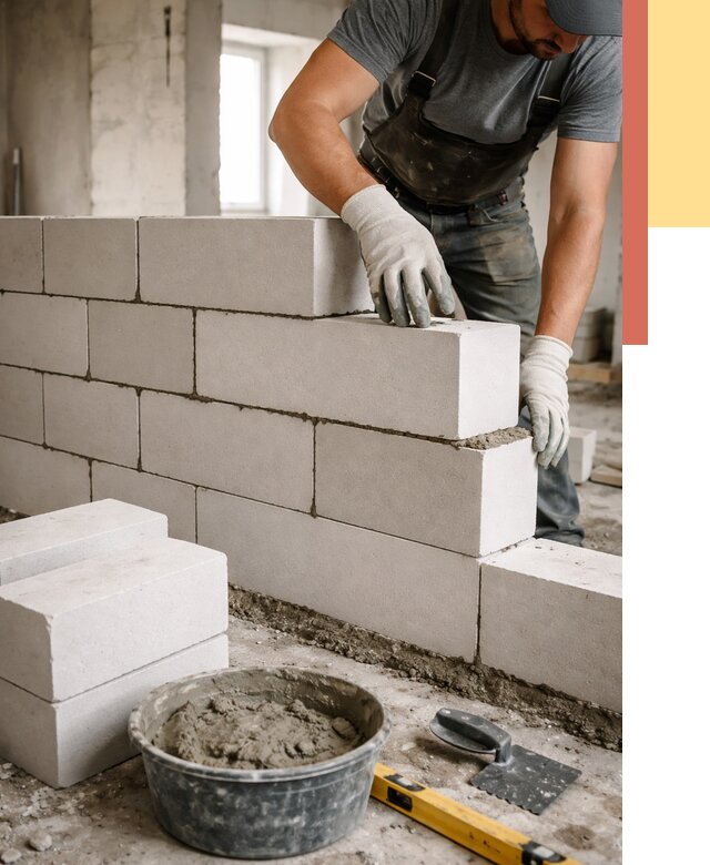 Кладка перегородок из силикатного блока в Чебаркуле от 4295 руб. под ключ | ОТДЕЛОЧНИК-Чбр