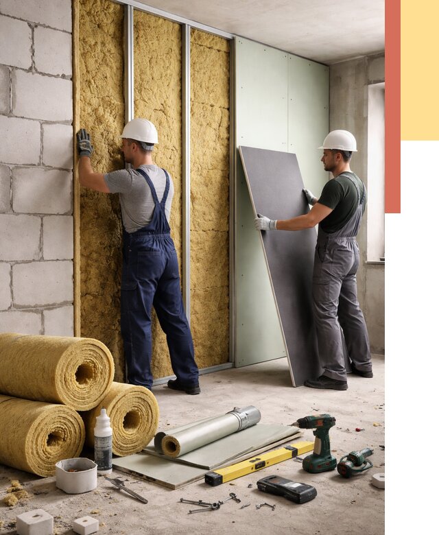 Шумоизоляция перегородок из блоков в Чебаркуле от 1986 руб./м² — быстро и недорого | ОТДЕЛОЧНИК-Чбр