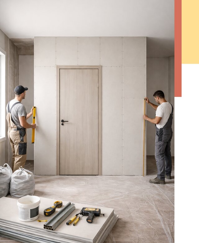 Перегородка из гипсокартона с дверью в Чебаркуле от 4832 руб. под ключ | ОТДЕЛОЧНИК-Чбр