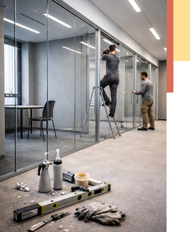 Стеклянные офисные перегородки в Чебаркуле от 9126 руб. — монтаж и установка | ОТДЕЛОЧНИК-Чбр