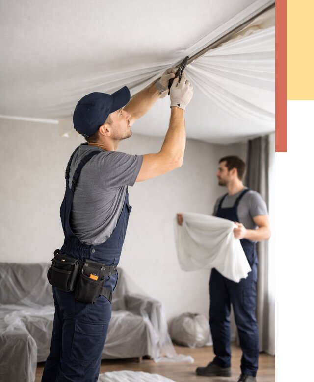 Демонтаж натяжного потолка в Чебаркуле от 4832 руб. — снятие и разбор под ключ | ОТДЕЛОЧНИК-Чбр