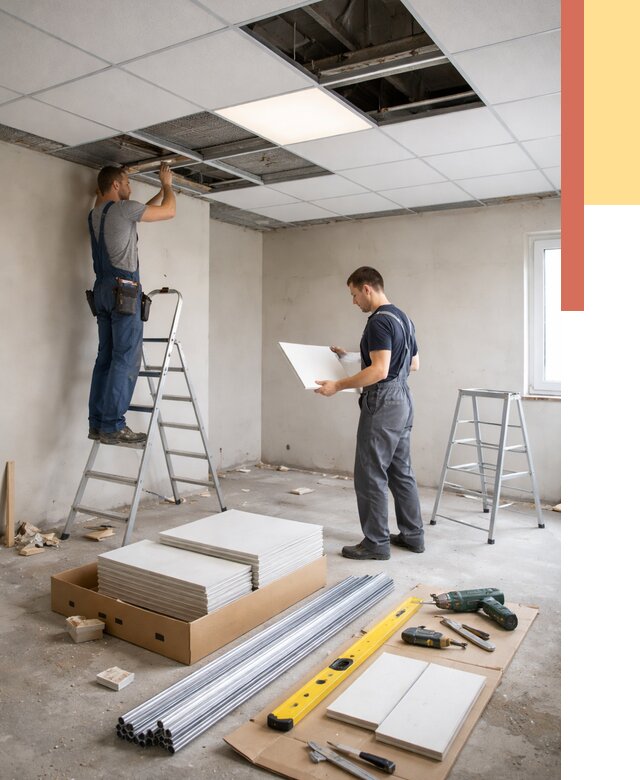 Монтаж потолка армстронг в Чебаркуле от 4832 руб/м2 — быстрая установка под ключ | ОТДЕЛОЧНИК-Чбр