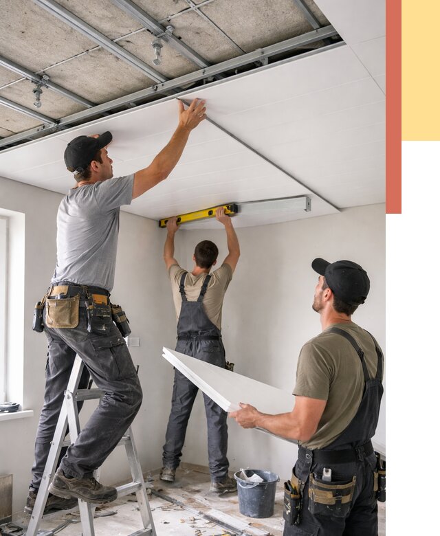 Монтаж потолка из ПВХ панелей в Чебаркуле от 3758 руб./м2 — быстро и недорого | ОТДЕЛОЧНИК-Чбр