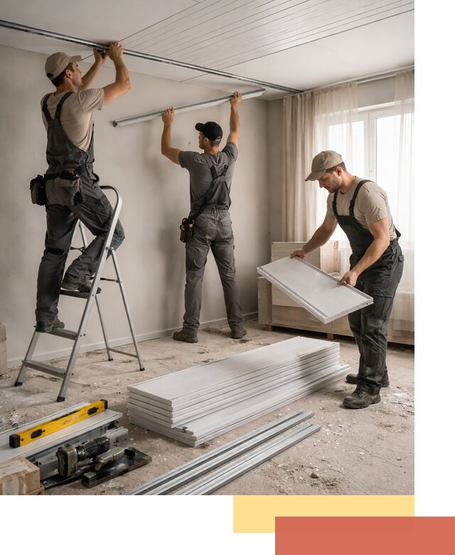 Монтаж потолка из ПВХ панелей в Чебаркуле оперативно и качественно