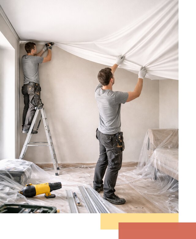 Монтаж тканевого натяжного потолка в Чебаркуле недорого и быстро