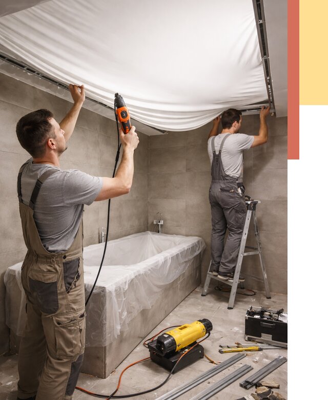 Монтаж натяжного потолка в ванной в Чебаркуле от 1288 руб. под ключ | ОТДЕЛОЧНИК-Чбр