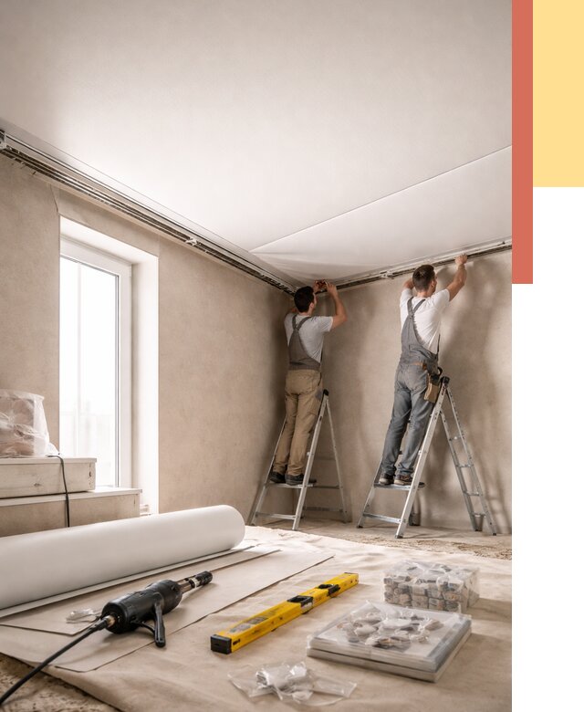 Монтаж натяжного потолка в спальне в Чебаркуле от 4080 руб. под ключ | ОТДЕЛОЧНИК-Чбр