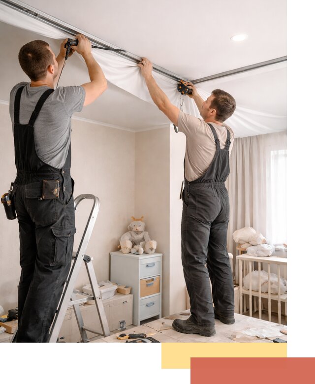 Монтаж натяжного потолка в детской комнате в Чебаркуле