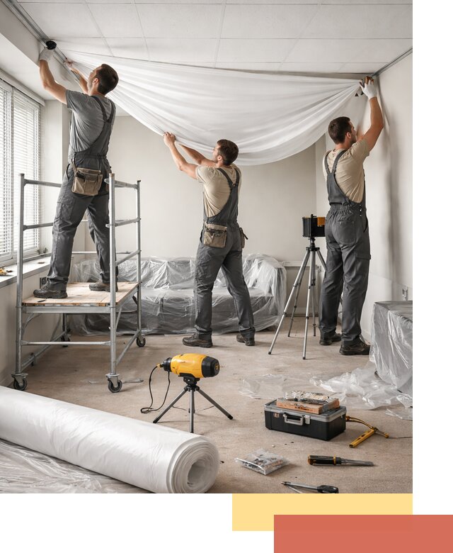 Монтаж натяжного потолка в офисе в Чебаркуле