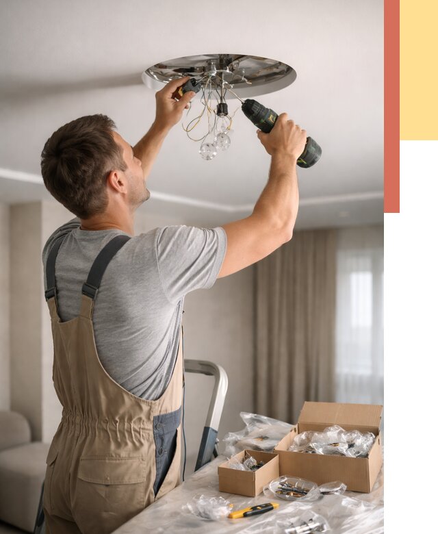 Установка люстры в натяжной потолок в Чебаркуле от 1288 руб. | Быстро и недорого — ОТДЕЛОЧНИК-Чбр