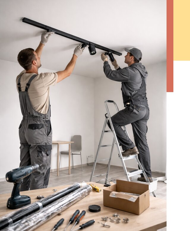 Установка трековых светильников в натяжной потолок в Чебаркуле от 4510 руб. | ОТДЕЛОЧНИК-Чбр