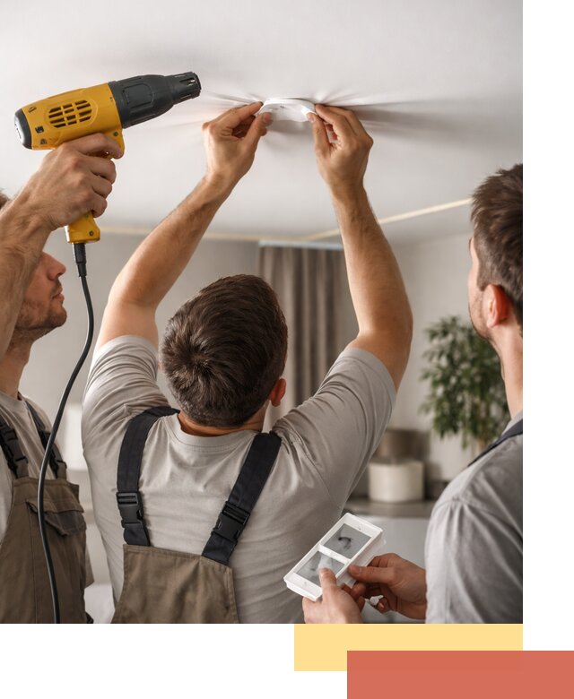 Ремонт прокола полотна натяжного потолка в Чебаркуле