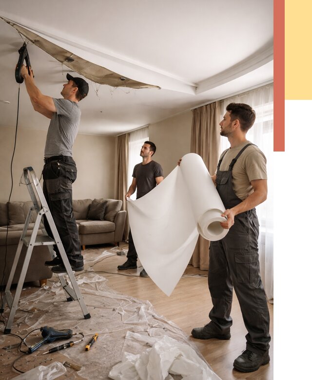 Замена полотна натяжного потолка в Чебаркуле от 10200 руб. быстро и недорого | ОТДЕЛОЧНИК-Чбр