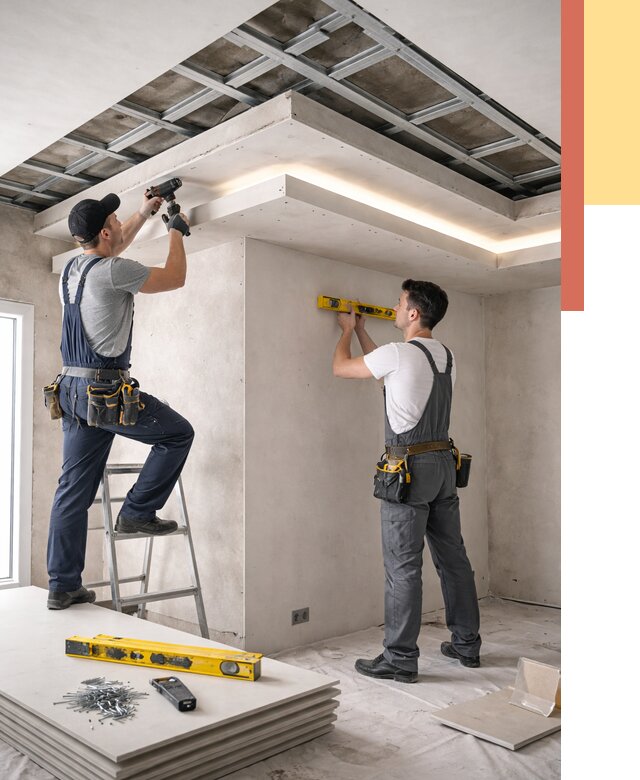 Двухуровневый потолок из гипсокартона в Чебаркуле от 1557 руб. под ключ | ОТДЕЛОЧНИК-Чбр