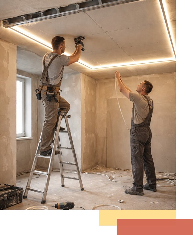 Потолок из гипсокартона с подсветкой в Чебаркуле