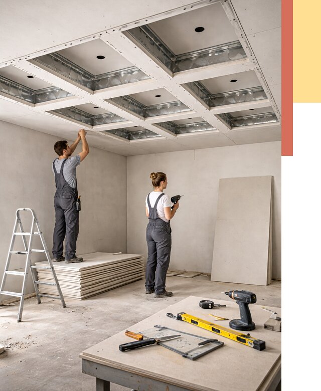 Кессонный потолок из гипсокартона в Чебаркуле от 1986 руб. — монтаж и под ключ | ОТДЕЛОЧНИК-Чбр