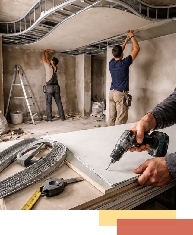 Криволинейный потолок из гипсокартона в Чебаркуле — монтаж и отделка