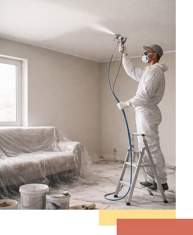 Покраска потолка краскопультом в Чебаркуле быстро и качественно