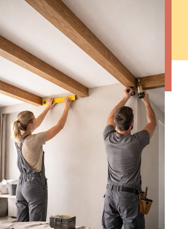 Монтаж декоративных балок на потолок в Чебаркуле от 4510 руб. — ОТДЕЛОЧНИК-Чбр